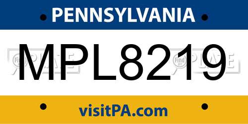 MPL8219 Pennsylvania License Plate