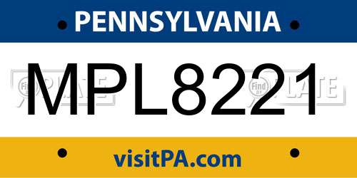 MPL8221 Pennsylvania License Plate
