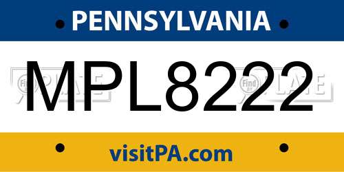 MPL8222 Pennsylvania License Plate