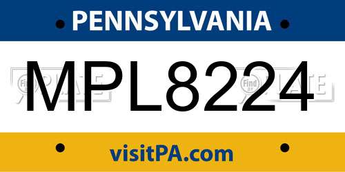 MPL8224 Pennsylvania License Plate