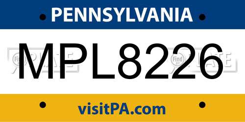 MPL8226 Pennsylvania License Plate