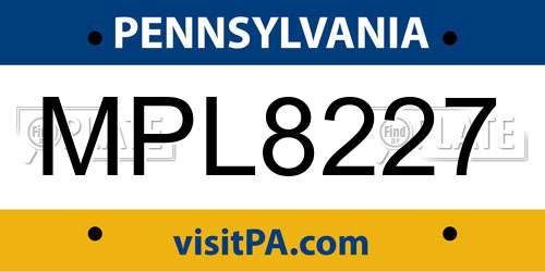 MPL8227 Pennsylvania License Plate