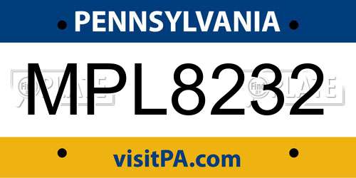 MPL8232 Pennsylvania License Plate