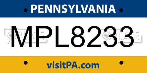MPL8233 Pennsylvania License Plate