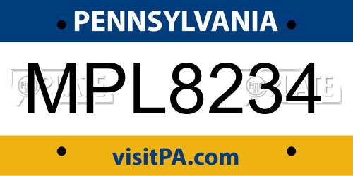 MPL8234 Pennsylvania License Plate