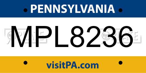 MPL8236 Pennsylvania License Plate