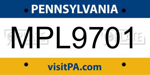 MPL9701 Pennsylvania License Plate