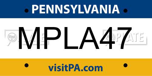 MPLA47 Pennsylvania License Plate