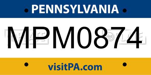 MPM0874 Pennsylvania License Plate