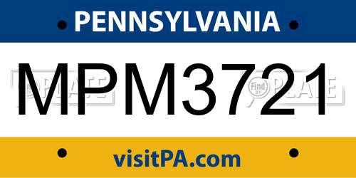 MPM3721 Pennsylvania License Plate