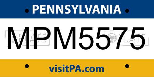 MPM5575 Pennsylvania License Plate