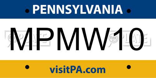 MPMW10 Pennsylvania License Plate