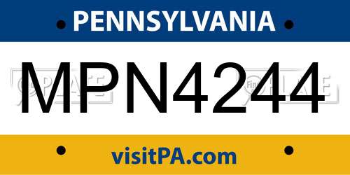 MPN4244 Pennsylvania License Plate