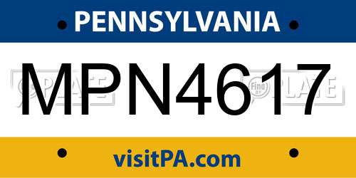 MPN4617 Pennsylvania License Plate