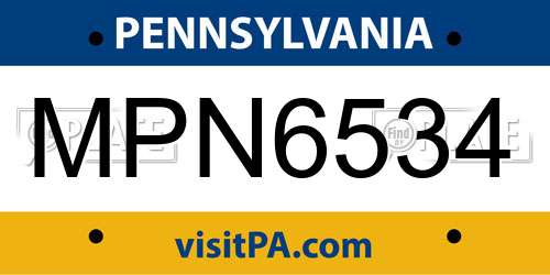 MPN6534 Pennsylvania License Plate
