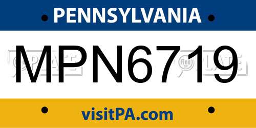 MPN6719 Pennsylvania License Plate