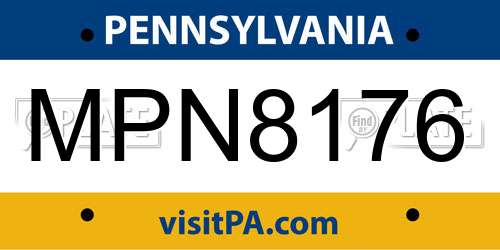 MPN8176 Pennsylvania License Plate