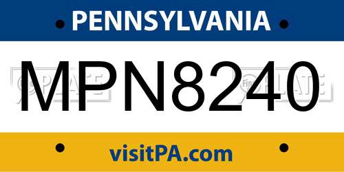 MPN8240 Pennsylvania License Plate