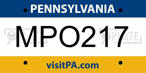 MPO217 Pennsylvania License Plate