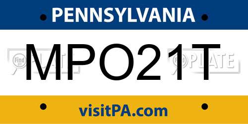 MPO21T Pennsylvania License Plate