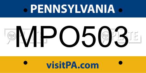 MPO503 Pennsylvania License Plate