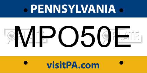 MPO50E Pennsylvania License Plate