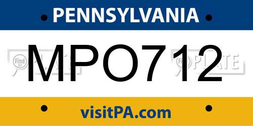 MPO712 Pennsylvania License Plate