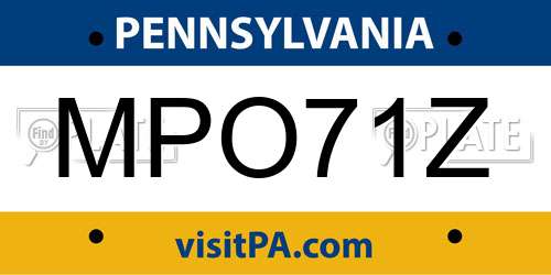 MPO71Z Pennsylvania License Plate