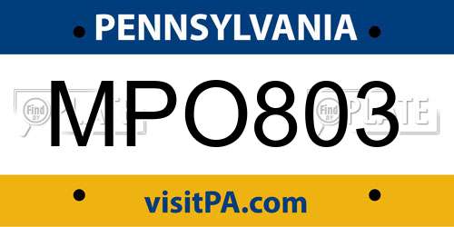 MPO803 Pennsylvania License Plate