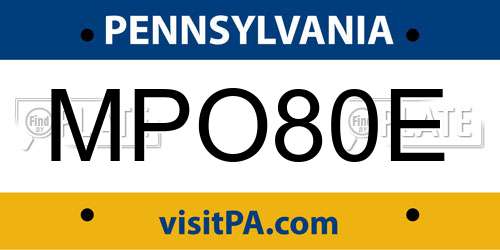 MPO80E Pennsylvania License Plate