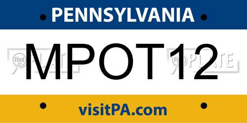 MPOT12 Pennsylvania License Plate