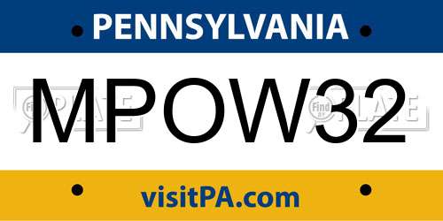 MPOW32 Pennsylvania License Plate