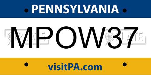 MPOW37 Pennsylvania License Plate