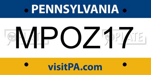 MPOZ17 Pennsylvania License Plate