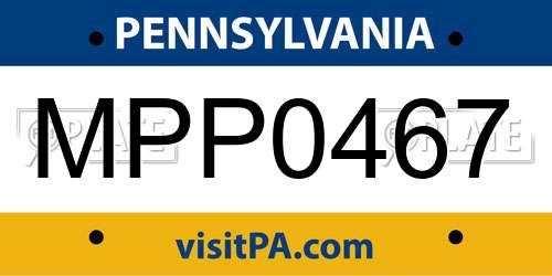 MPP0467 Pennsylvania License Plate