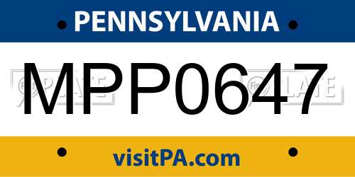 MPP0647 Pennsylvania License Plate