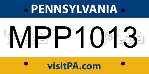 MPP1013 Pennsylvania License Plate