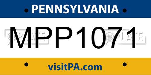 MPP1071 Pennsylvania License Plate