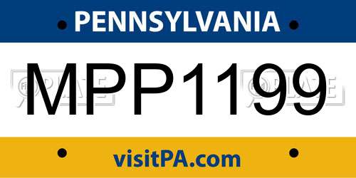 MPP1199 Pennsylvania License Plate