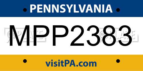 MPP2383 Pennsylvania License Plate