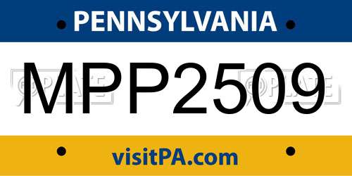 MPP2509 Pennsylvania License Plate