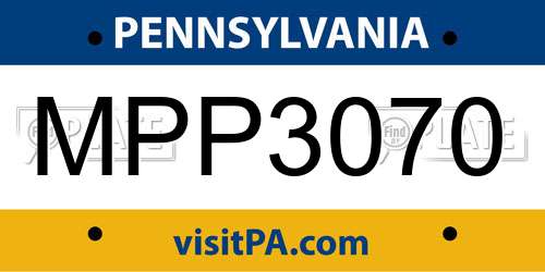 MPP3070 Pennsylvania License Plate