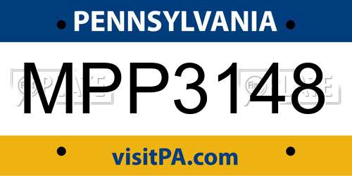 MPP3148 Pennsylvania License Plate