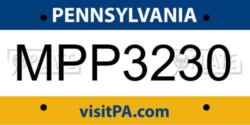 MPP3230 Pennsylvania License Plate