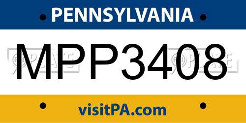 MPP3408 Pennsylvania License Plate