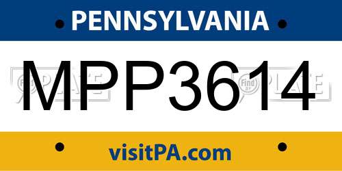 MPP3614 Pennsylvania License Plate