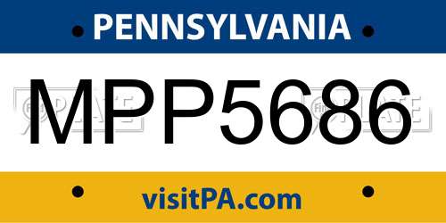 MPP5686 Pennsylvania License Plate
