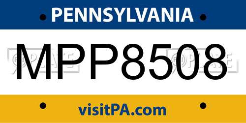 MPP8508 Pennsylvania License Plate