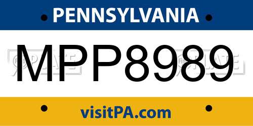 MPP8989 Pennsylvania License Plate