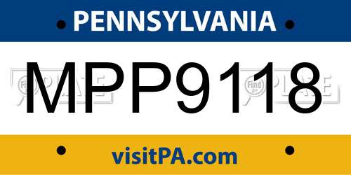 MPP9118 Pennsylvania License Plate